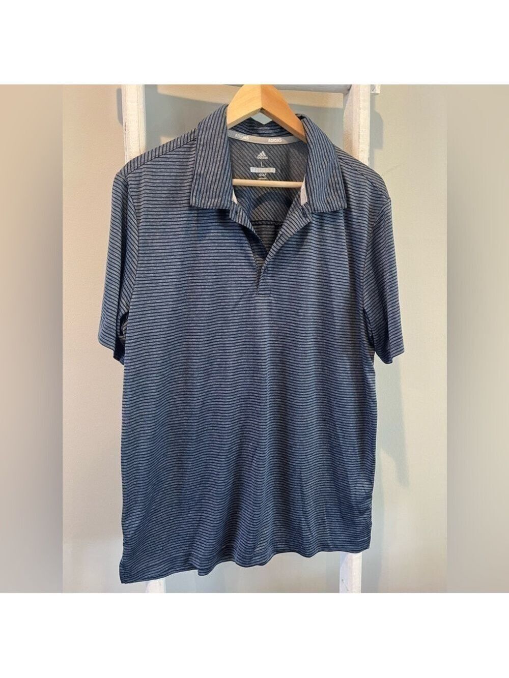 adidas striped collared gold shirt size large